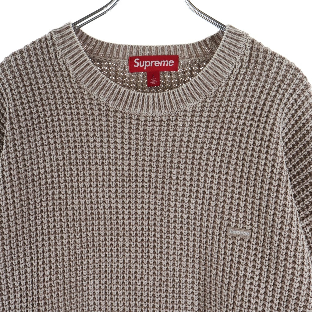 SUPREME(シュプリーム) 26SS Washed Small Box Waffle Sweater Light Brown ウォッシュド スモールボックスロゴ クルーネックワッフルセーター ベージュ