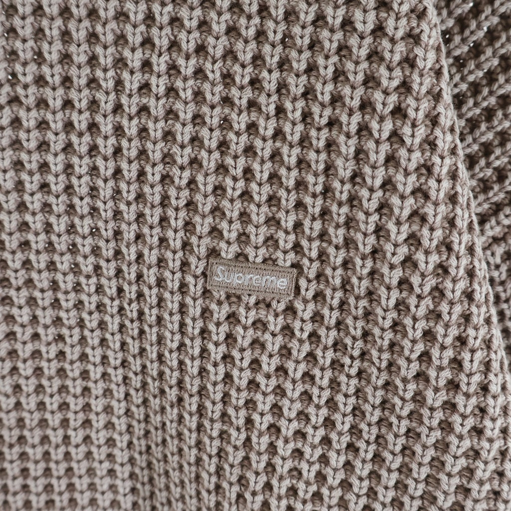 SUPREME(シュプリーム) 26SS Washed Small Box Waffle Sweater Light Brown ウォッシュド スモールボックスロゴ クルーネックワッフルセーター ベージュ