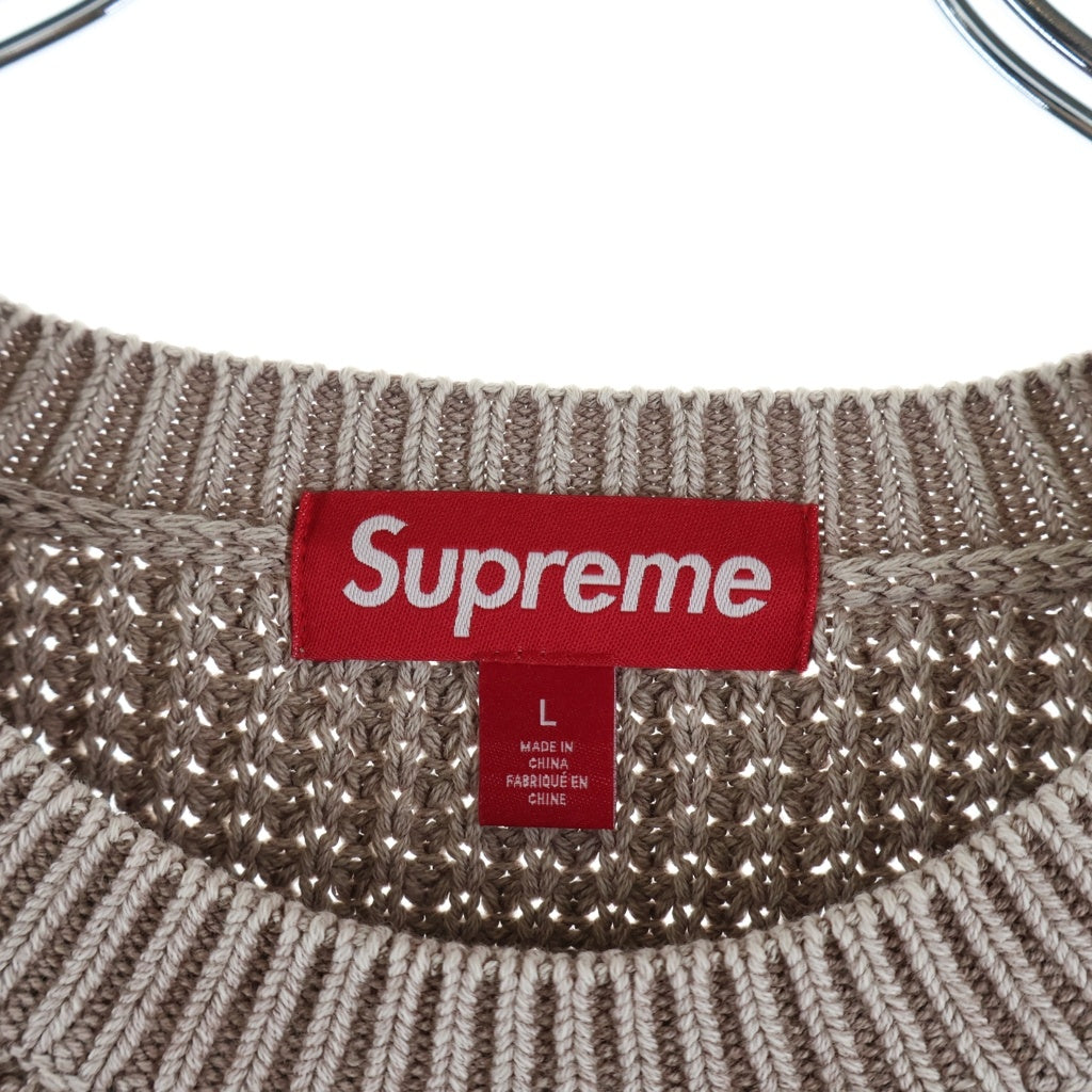SUPREME(シュプリーム) 26SS Washed Small Box Waffle Sweater Light Brown ウォッシュド スモールボックスロゴ クルーネックワッフルセーター ベージュ