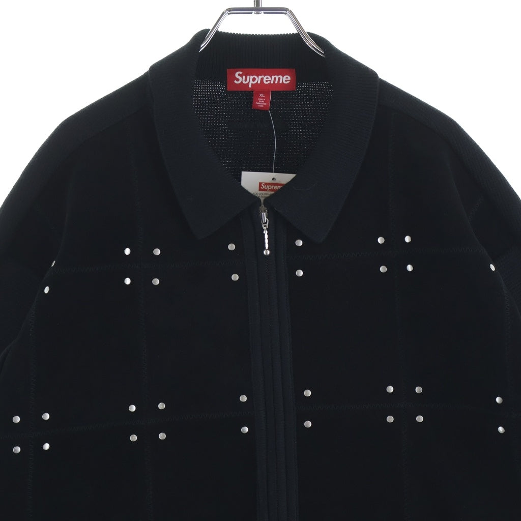 SUPREME(シュプリーム) 25AW Studded Suede Zip Up Cardigan Black スタッズ スウェード ジップアップカーディガン ブラック