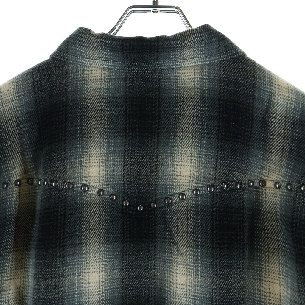 SUPREME(シュプリーム) 25AW Studded Shadow Plaid Zip Up Shirt スタッズ シャドウ プレイドジップアップ長袖シャツ ブラック