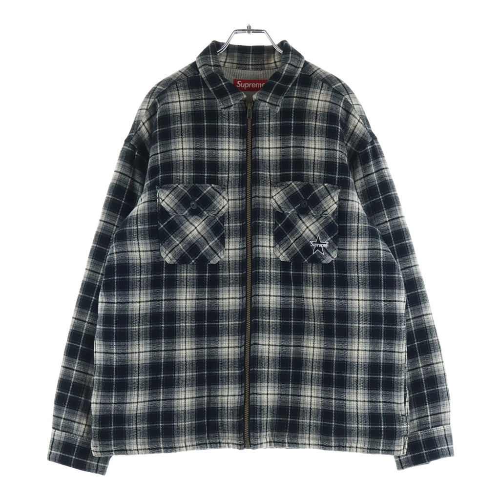 SUPREME(シュプリーム) 25AW Thermal Lined Zip Up Flannel Shirt サーマル ジップアップフランネルシャツ 長袖シャツ ブラック