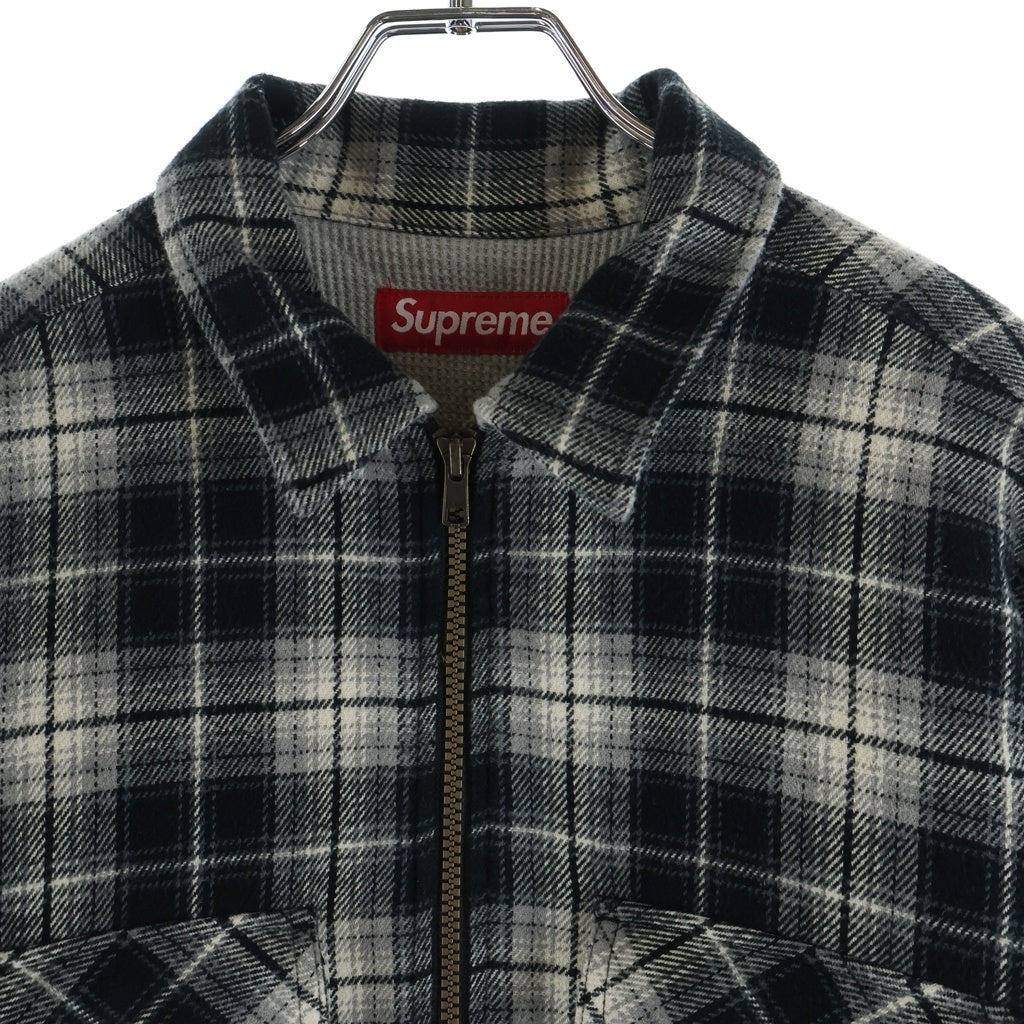 SUPREME(シュプリーム) 25AW Thermal Lined Zip Up Flannel Shirt サーマル ジップアップフランネルシャツ 長袖シャツ ブラック