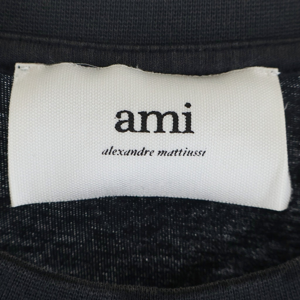 AMI Alexandre Mattiussi(アミアレクサンドルマテュッシ) T-Shirt ハートロゴ刺繍 半袖Tシャツ ブラック BFUTS001.724 BFUTS001.724