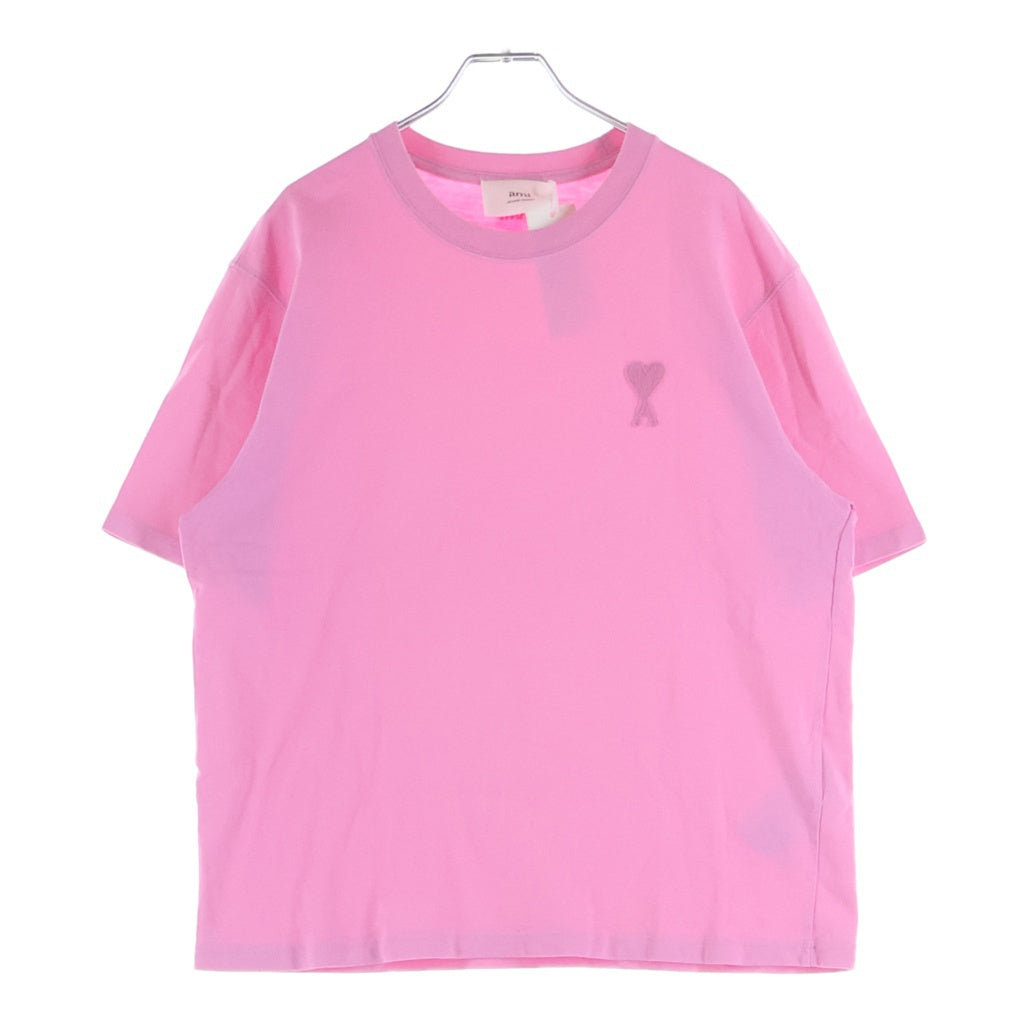 AMI Alexandre Mattiussi(アミアレクサンドルマテュッシ) T-Shirt ハートロゴ刺繍 半袖Tシャツ ピンク UTS004.726