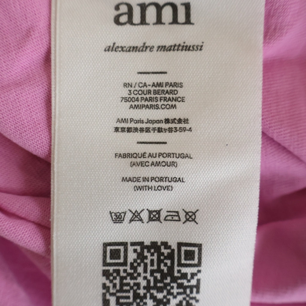 AMI Alexandre Mattiussi(アミアレクサンドルマテュッシ) T-Shirt ハートロゴ刺繍 半袖Tシャツ ピンク UTS004.726