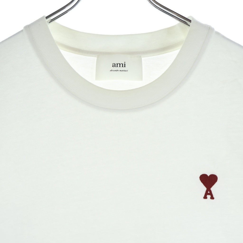 AMI Alexandre Mattiussi(アミアレクサンドルマテュッシ) T-Shirt ハートロゴ刺繍 半袖Tシャツ ホワイト BFUTS005.726 BFUTS005.726