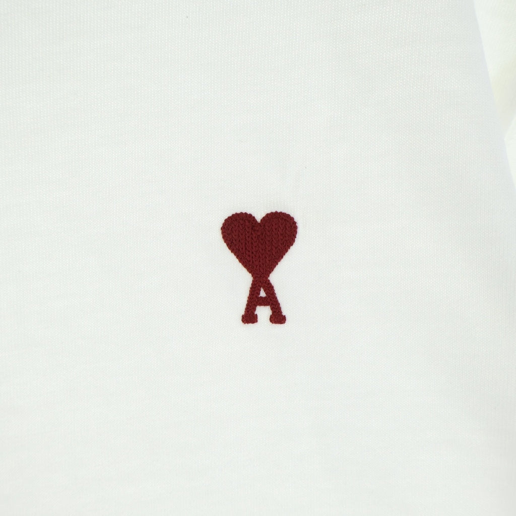 AMI Alexandre Mattiussi(アミアレクサンドルマテュッシ) T-Shirt ハートロゴ刺繍 半袖Tシャツ ホワイト BFUTS005.726 BFUTS005.726