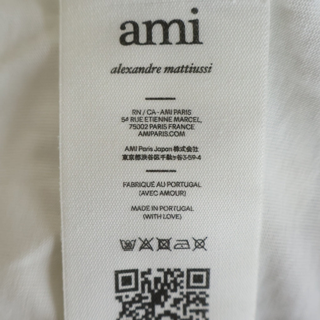 AMI Alexandre Mattiussi(アミアレクサンドルマテュッシ) T-Shirt ハートロゴ刺繍 半袖Tシャツ ホワイト BFUTS005.726 BFUTS005.726
