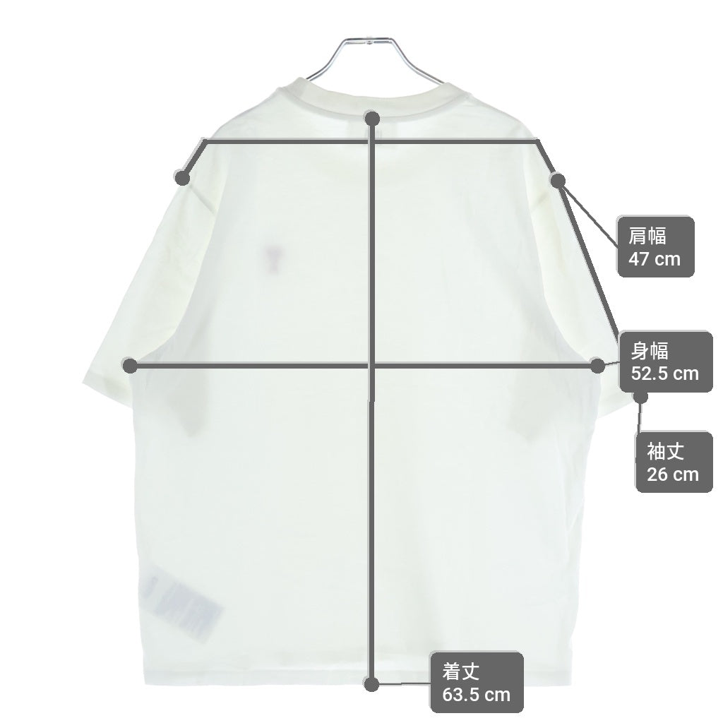 AMI Alexandre Mattiussi(アミアレクサンドルマテュッシ) T-Shirt ハートロゴ刺繍 半袖Tシャツ ホワイト BFUTS005.726 BFUTS005.726