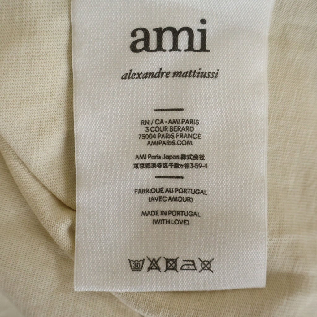 AMI Alexandre Mattiussi(アミアレクサンドルマテュッシ) T-Shirt ハートロゴ刺繍 半袖Tシャツ アイボリー UTS002.726 UTS002.726
