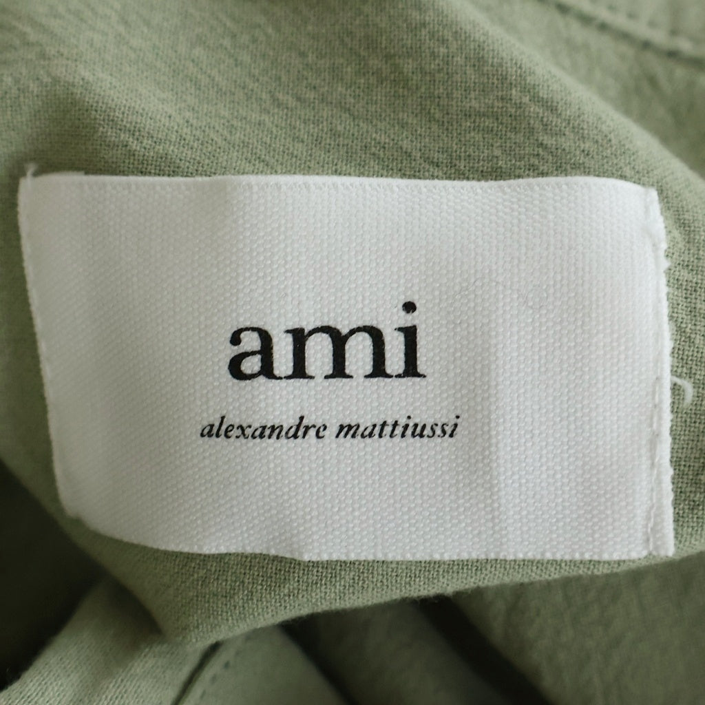 AMI Alexandre Mattiussi(アミアレクサンドルマテュッシ) Boxy Fit Shirt ハートロゴ刺繍 長袖シャツ カーキ USH140.CO0062