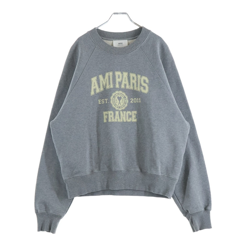 AMI Alexandre Mattiussi(アミアレクサンドルマテュッシ) Sweatshirt カレッジロゴ クルーネックスウェットトレーナー グレー USW010.747 USW010.747
