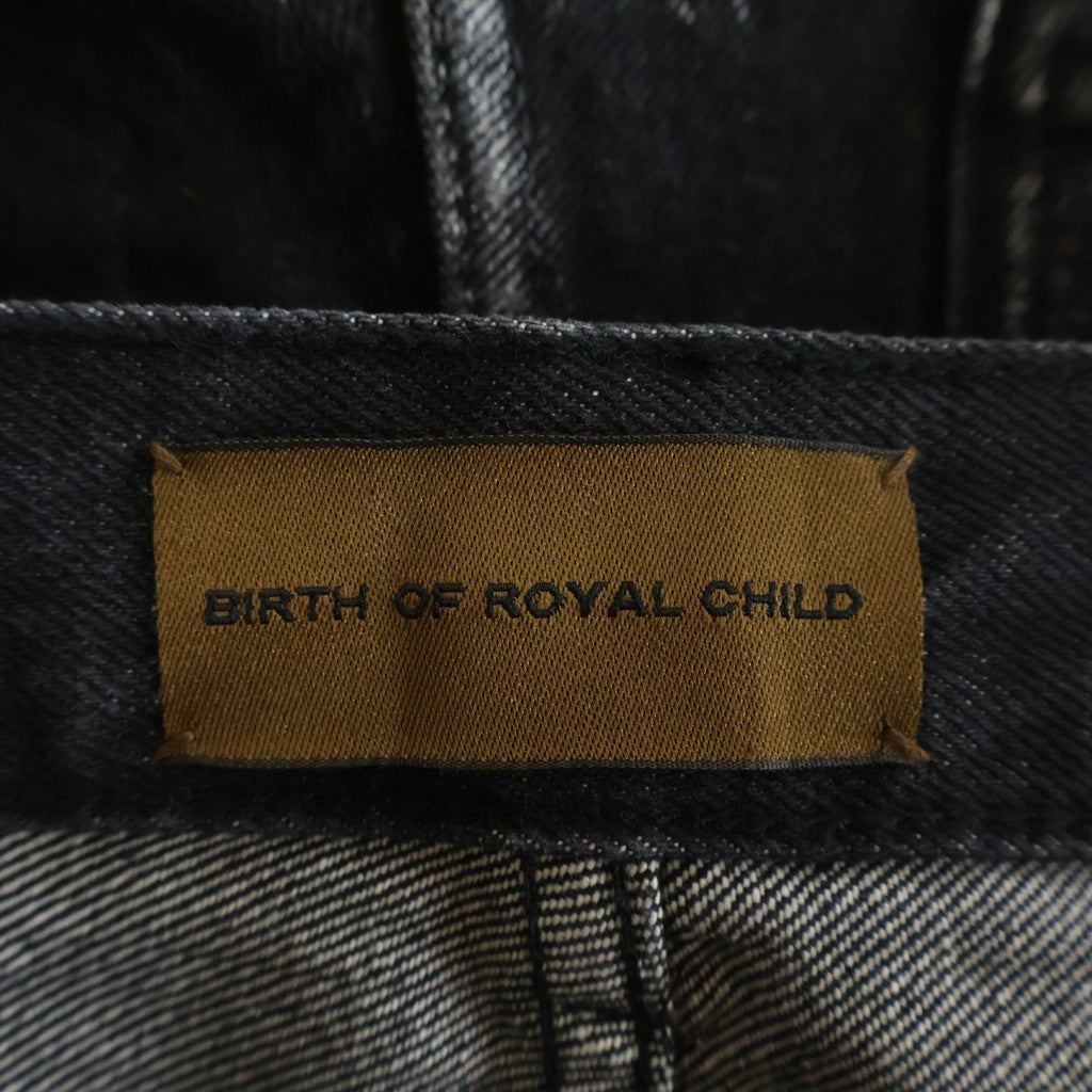 BIRTH OF ROYAL CHILD(バースオブロイヤルチャイルド) Large Pockets Spliced With Denim Pants ラージポケット ダメージ加工 デニムパンツ ブラック
