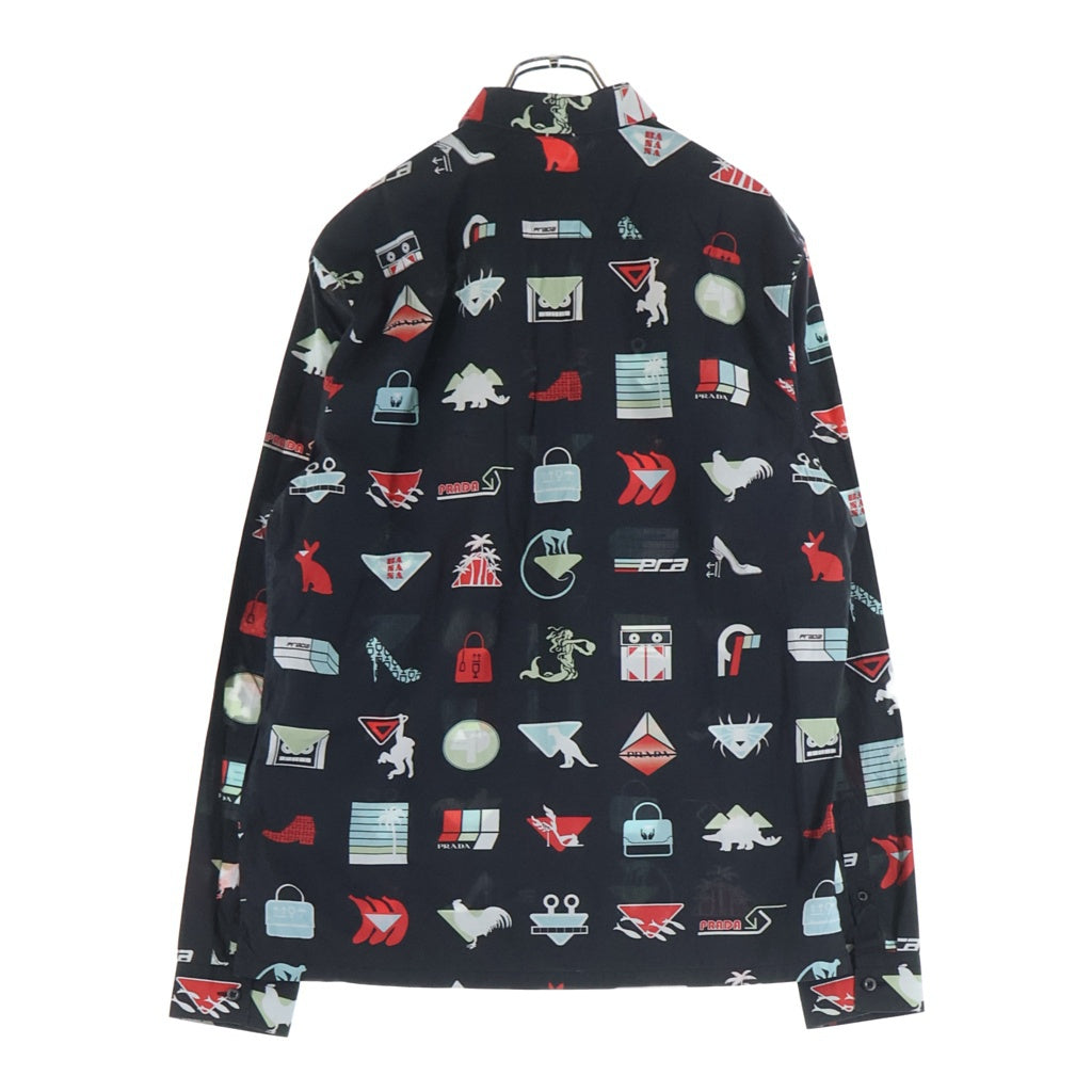 PRADA(プラダ) L/S Shirt 総柄長袖シャツ ブラック UCN123