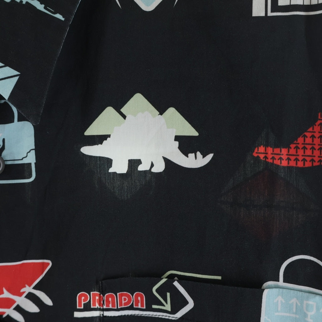 PRADA(プラダ) L/S Shirt 総柄長袖シャツ ブラック UCN123