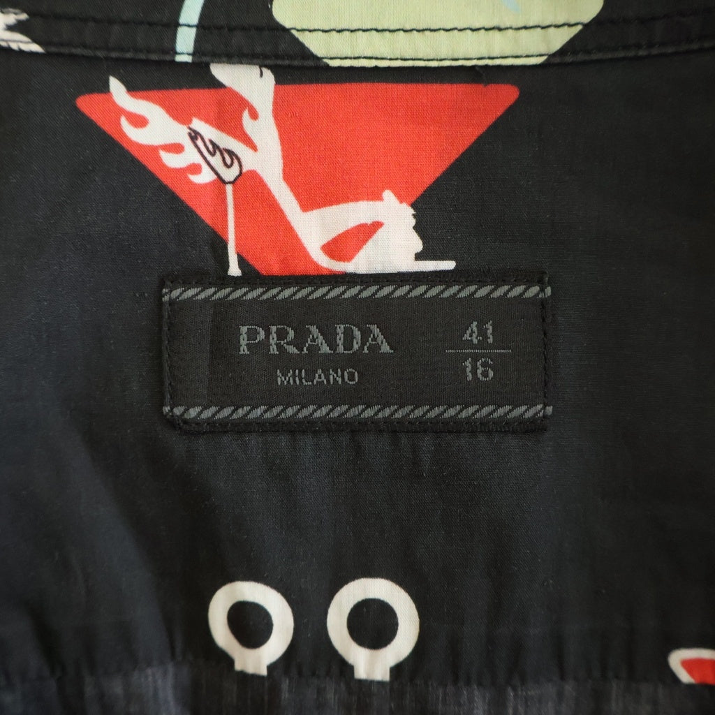 PRADA(プラダ) L/S Shirt 総柄長袖シャツ ブラック UCN123
