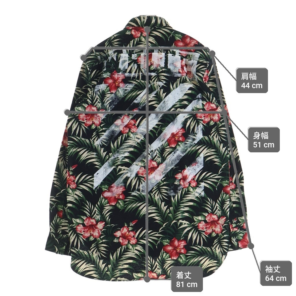 OFF-WHITE(オフホワイト) 14SS Floral Shirt フローラル 花柄長袖シャツ ブラック