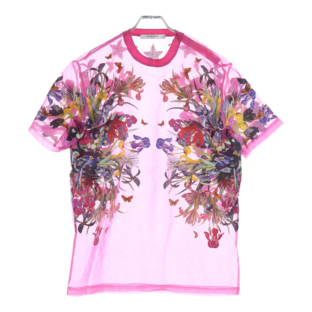 GIVENCHY(ジバンシィ) Floral Sheer T-Shirt 花柄 シアー半袖Tシャツ ピンク 16A 7024 382