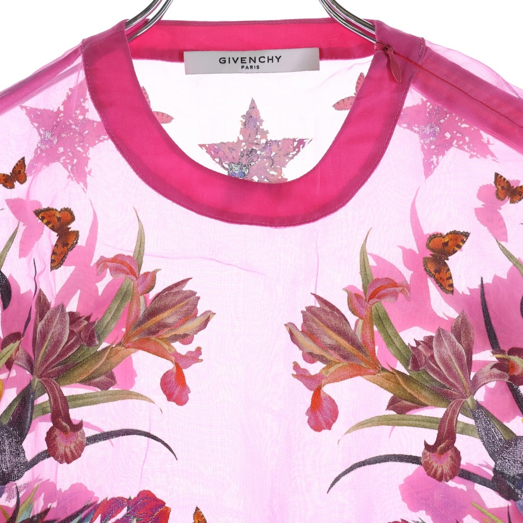 GIVENCHY(ジバンシィ) Floral Sheer T-Shirt 花柄 シアー半袖Tシャツ ピンク 16A 7024 382