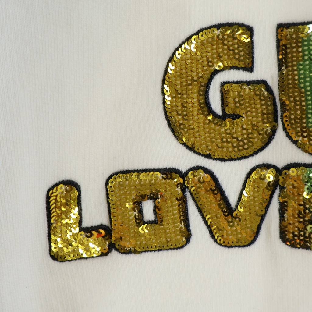 GUCCI(グッチ) Love Parade Cotton Sweatshirt スパンコール総柄 クルーネックスウェットトレーナー ホワイト 617964 XJEN5 617964 XJEN5
