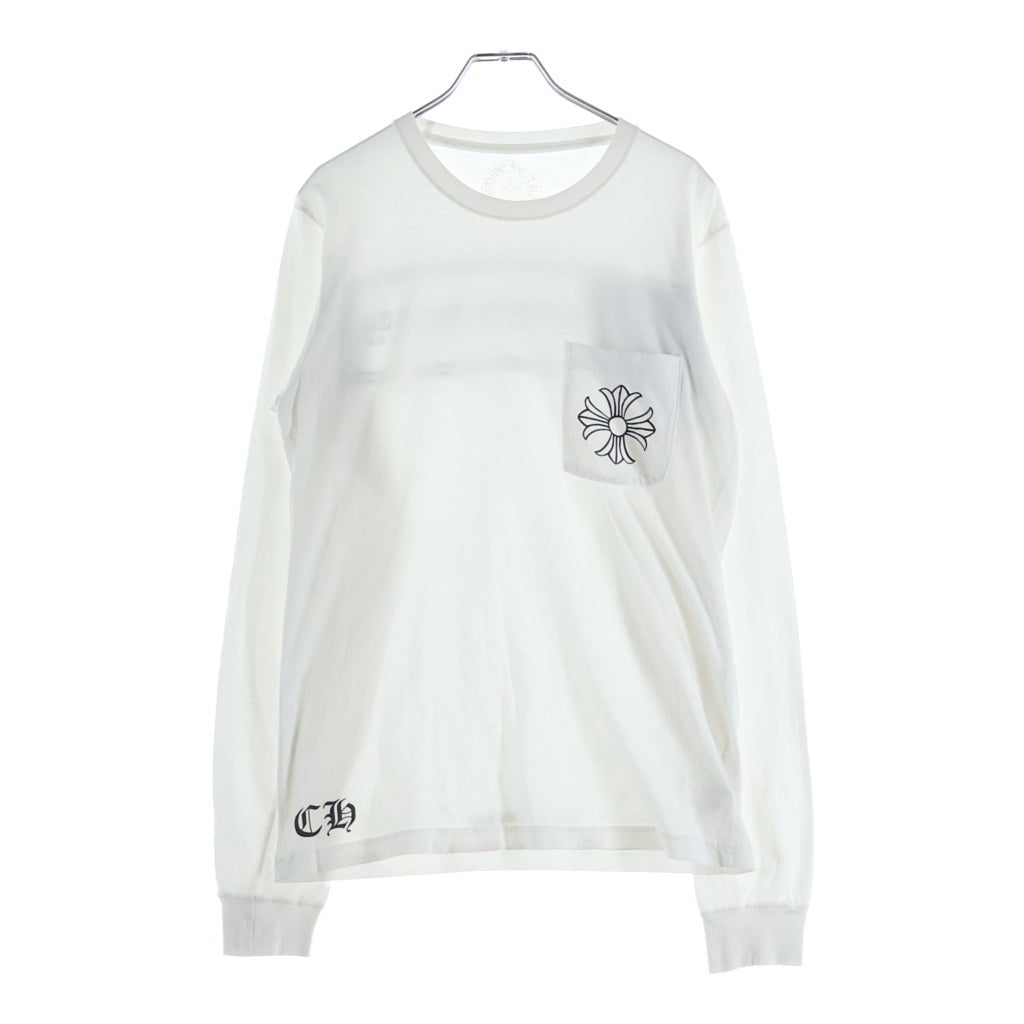 CHROME HEARTS(クロムハーツ) CHクロス TEE バックプリント 長袖Tシャツ カットソー ロングスリーブ ホワイト