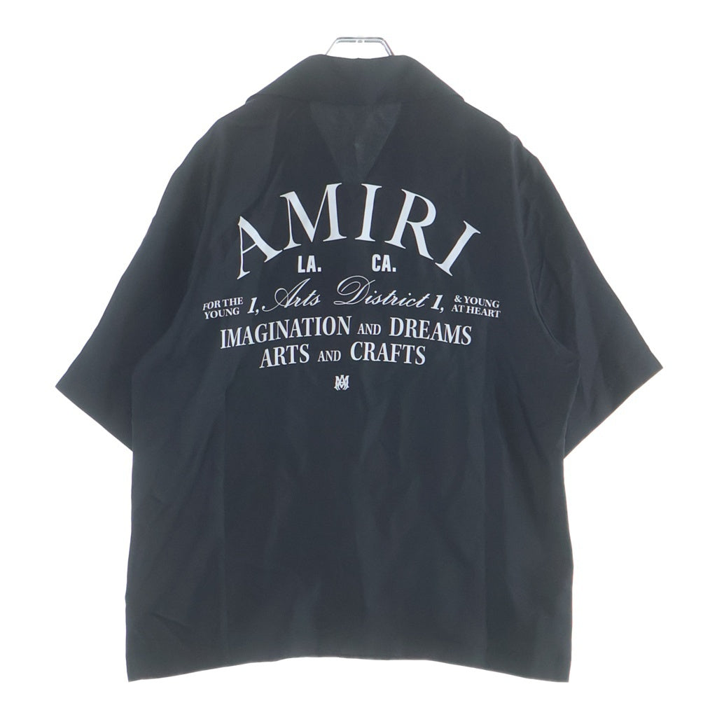 AMIRI(アミリ) ARTS DISTRICT BOWLING SHIRT アーチロゴ 解禁 シルクボーリング 半袖シャツ ブラック AMSTBW101