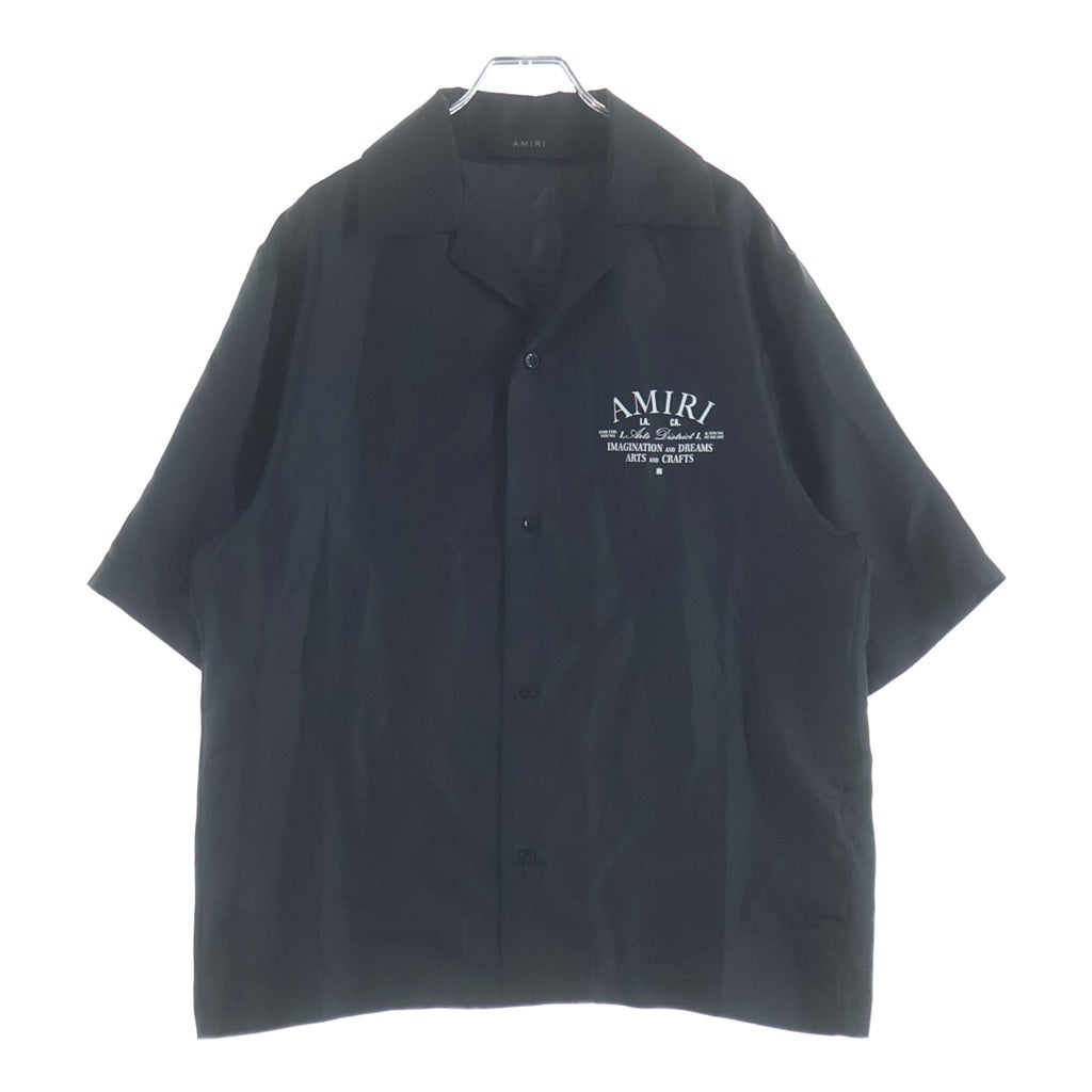 AMIRI(アミリ) ARTS DISTRICT BOWLING SHIRT アーチロゴ 解禁 シルクボーリング 半袖シャツ ブラック AMSTBW101
