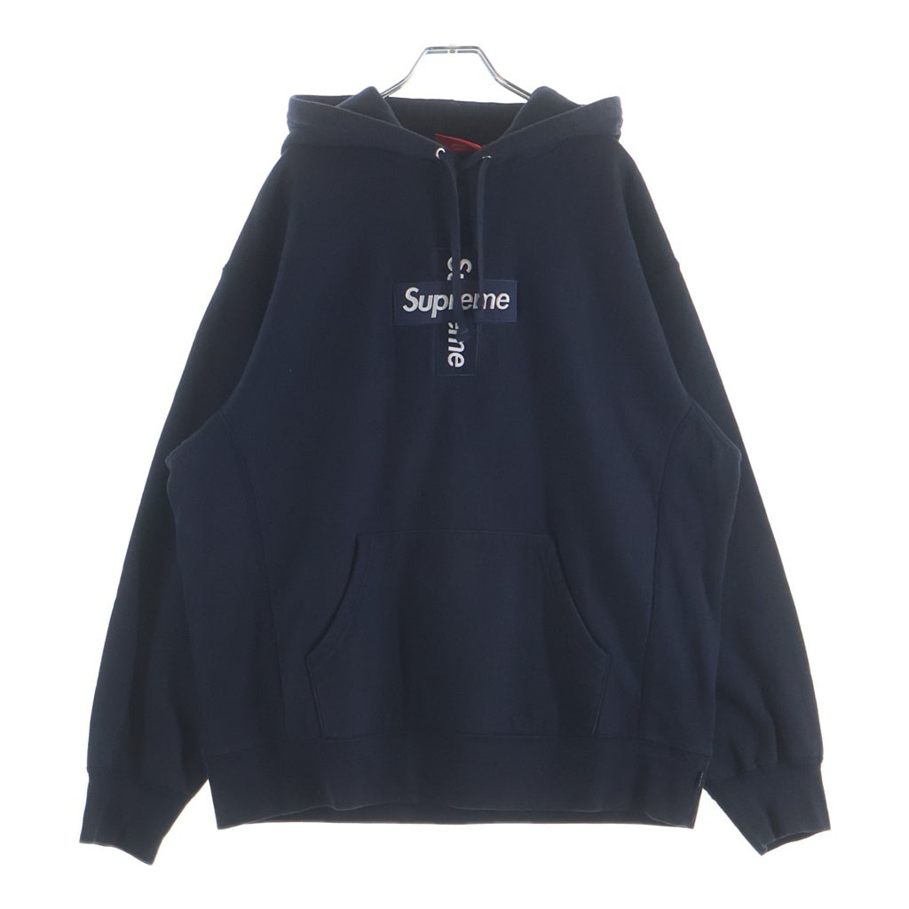 SUPREME(シュプリーム) 20AW Cross box logo Hooded Sweat Shirts クロスボックスロゴ フーデッド シャツ プルオーバーパーカー ネイビー