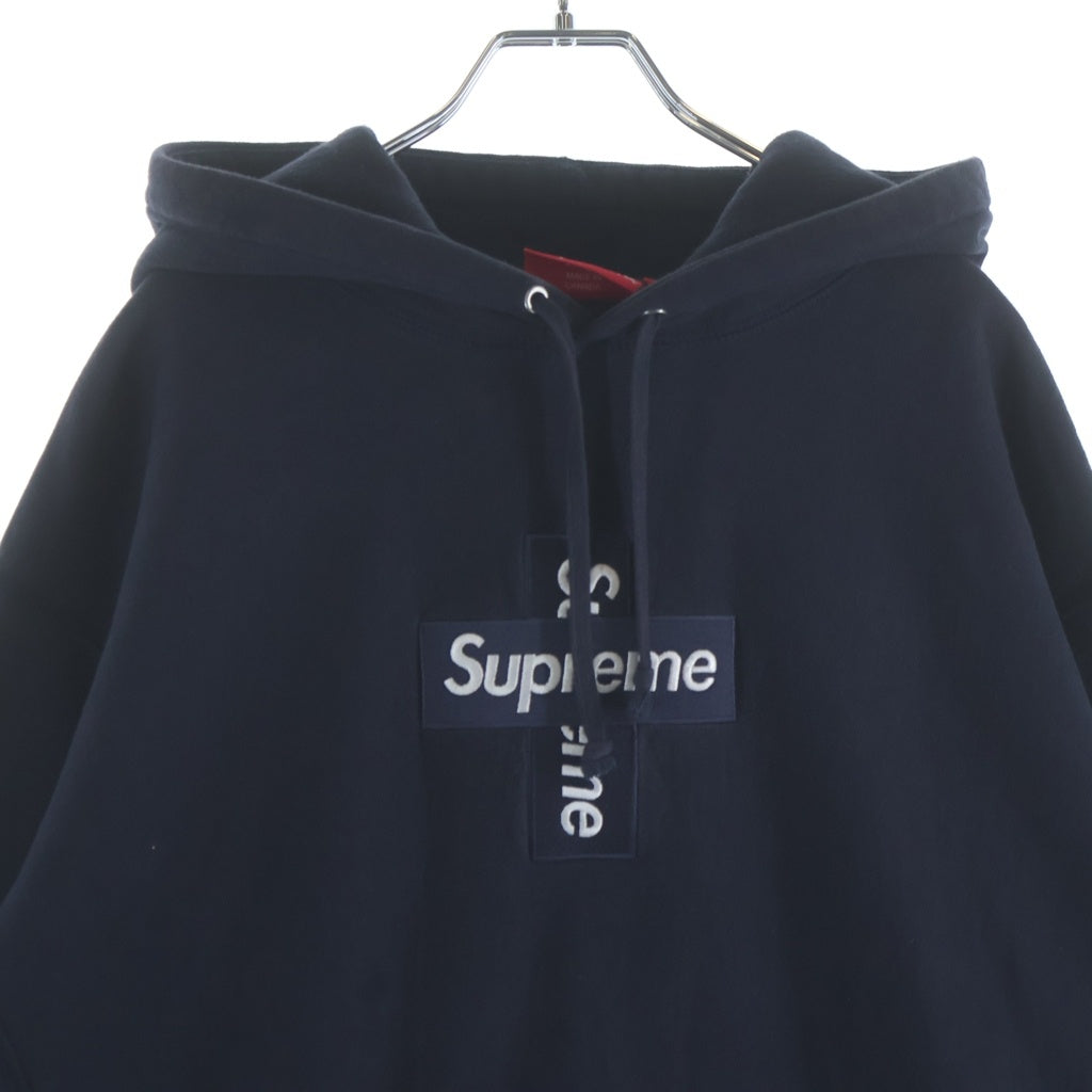 SUPREME(シュプリーム) 20AW Cross box logo Hooded Sweat Shirts クロスボックスロゴ フーデッド シャツ プルオーバーパーカー ネイビー