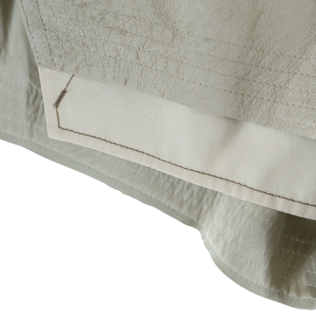 Rick Owens(リックオウエンス) 25SS Hollywood Fog Boxer Leather Shorts レザーハーフパンツ ショーツ アイボリー RP01E7316-LBA