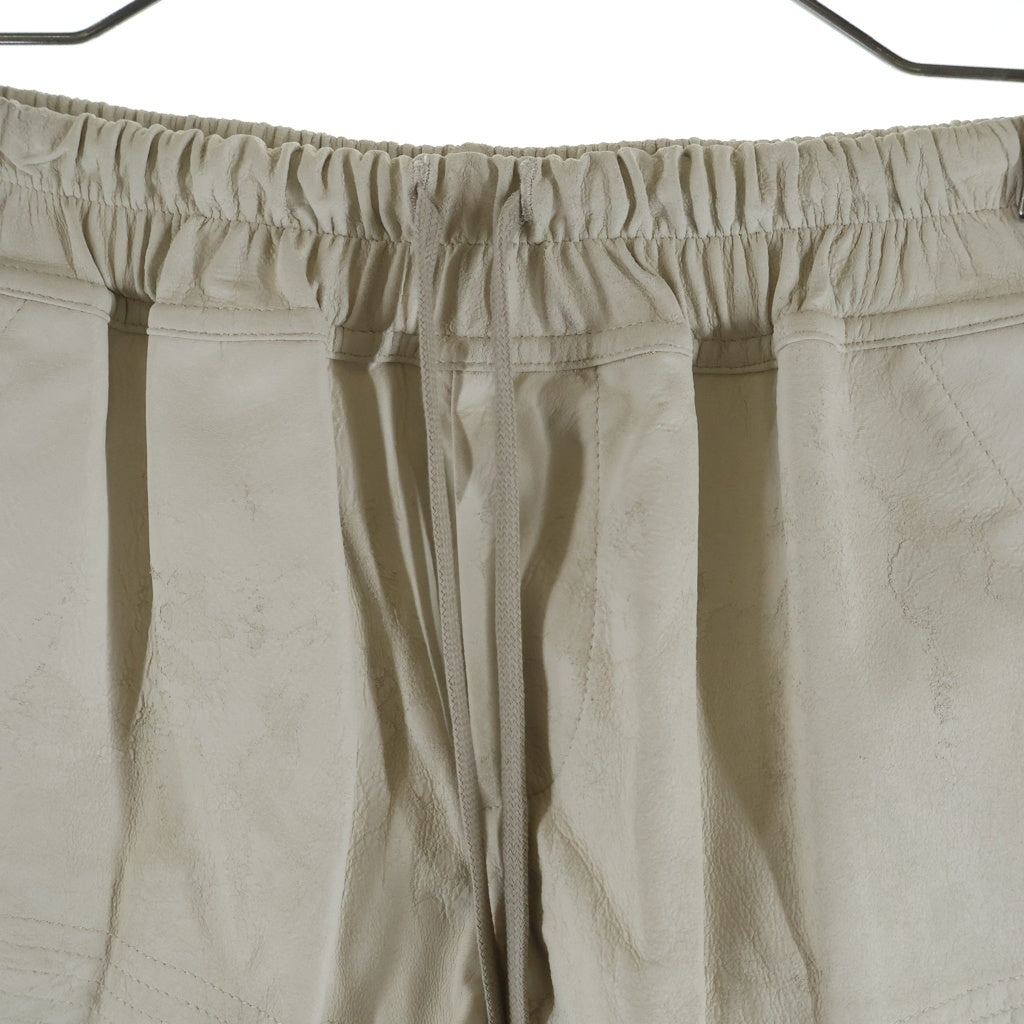 Rick Owens(リックオウエンス) 25SS Hollywood Fog Boxer Leather Shorts レザーハーフパンツ ショーツ アイボリー RP01E7316-LBA