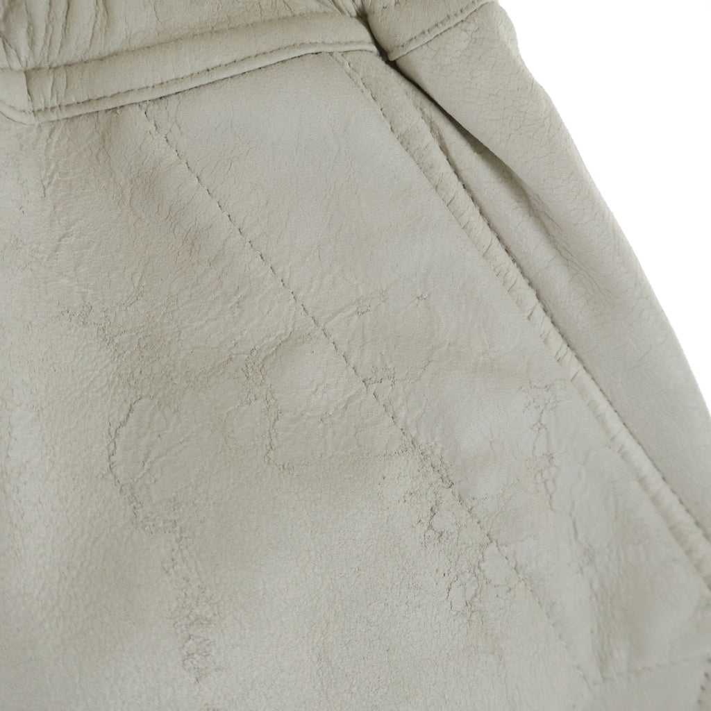 Rick Owens(リックオウエンス) 25SS Hollywood Fog Boxer Leather Shorts レザーハーフパンツ ショーツ アイボリー RP01E7316-LBA