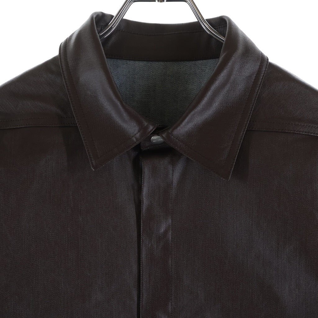 Rick Owens(リックオウエンス) 25SS Hollywood Tour Alice Shirts Jacket ハリウッドツアー アリスシャツ コーティングジャケット ブラウン RU01E5742-SCT