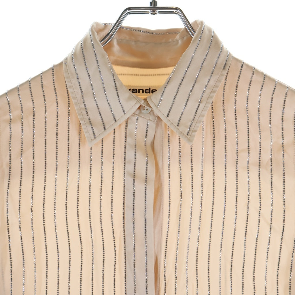 ALEXANDER WANG(アレキサンダーワン) crystal hotfix slim shirt dress ラインストーン装飾 ストライプ長袖シャツ ピンク レディース 1WC2226461