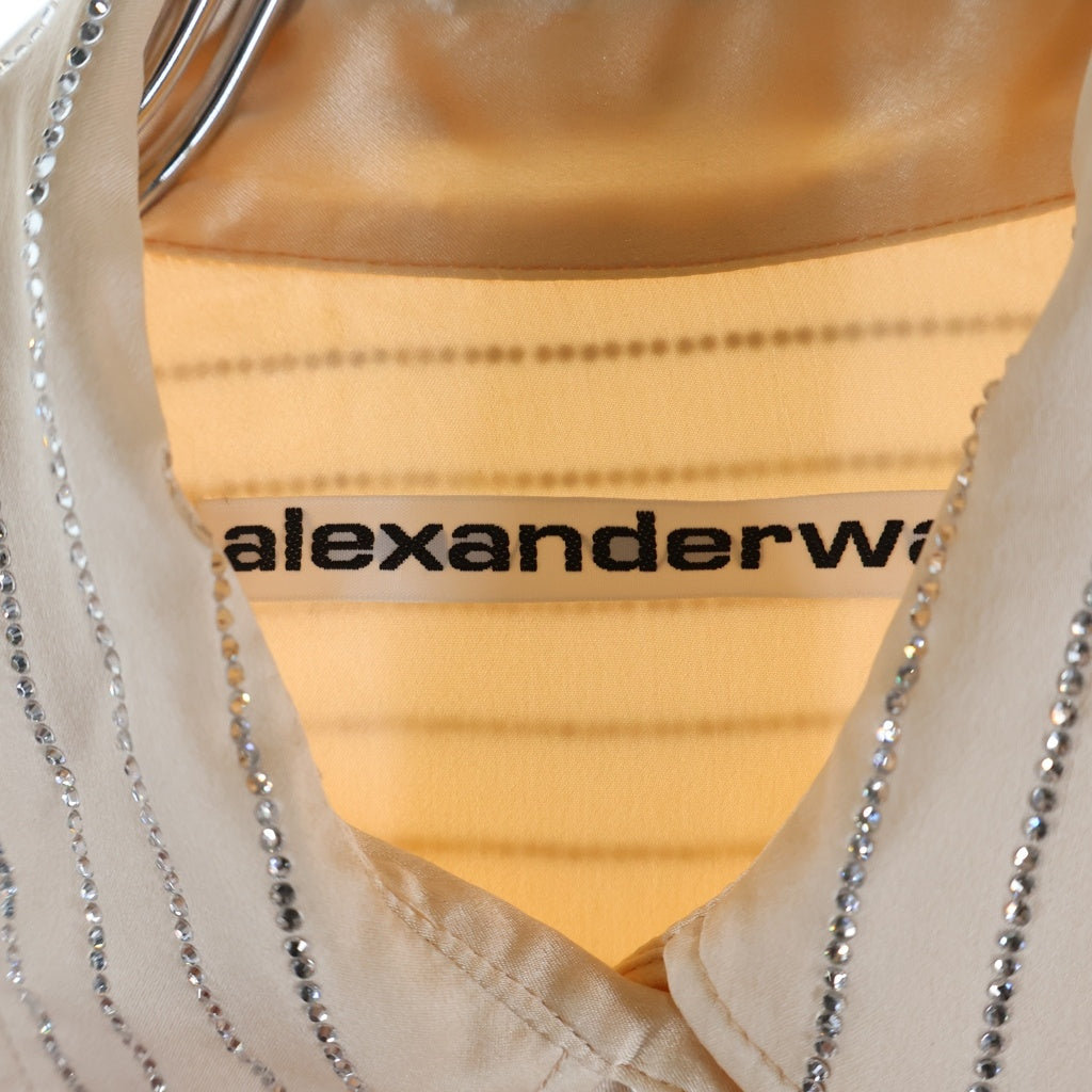 ALEXANDER WANG(アレキサンダーワン) crystal hotfix slim shirt dress ラインストーン装飾 ストライプ長袖シャツ ピンク レディース 1WC2226461