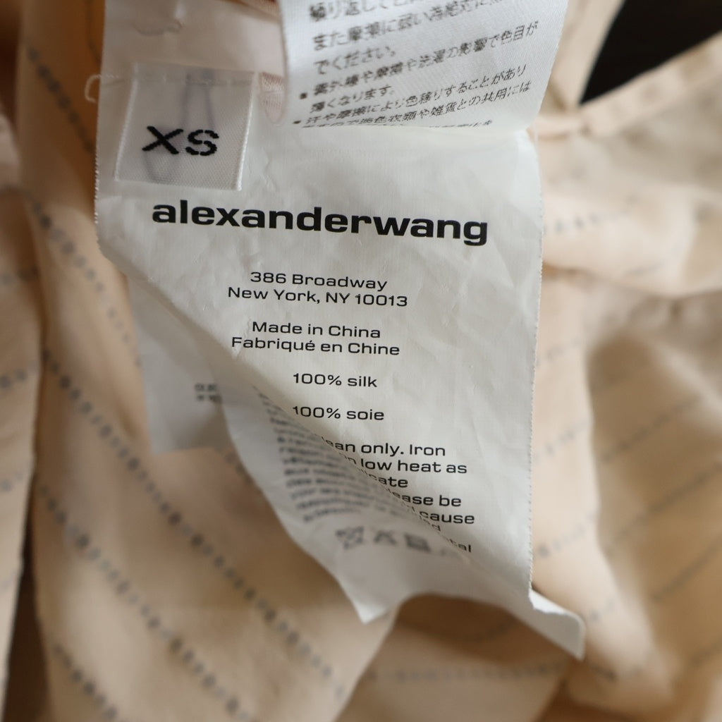 ALEXANDER WANG(アレキサンダーワン) crystal hotfix slim shirt dress ラインストーン装飾 ストライプ長袖シャツ ピンク レディース 1WC2226461