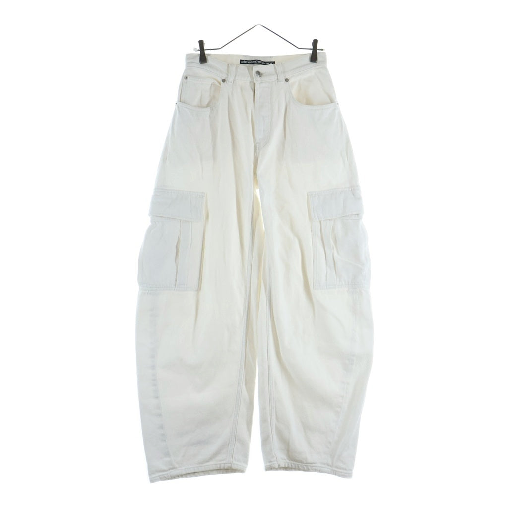 ALEXANDER WANG(アレキサンダーワン) Oversized Rounded Low Rise Jeans オーバーサイズ デニムカーゴパンツ アイボリー レディース 4DC2244305