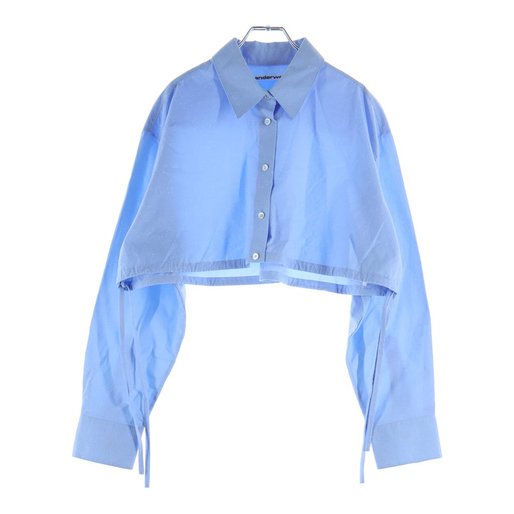 ALEXANDER WANG(アレキサンダーワン) Hotfix Drawstring Cropped Top ラインストーン装飾 クロップド長袖シャツ ブルー レディース 1WC3241933