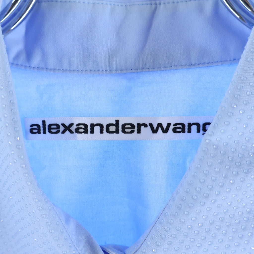 ALEXANDER WANG(アレキサンダーワン) Hotfix Drawstring Cropped Top ラインストーン装飾 クロップド長袖シャツ ブルー レディース 1WC3241933