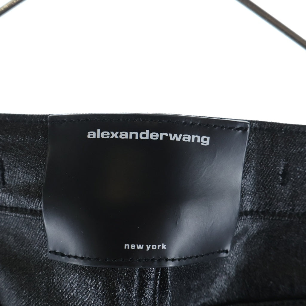ALEXANDER WANG(アレキサンダーワン) Coated High Waist Slim Stacked Fly Jean コーティング加工 デニムパンツ ブラック レディース 4DC1234365