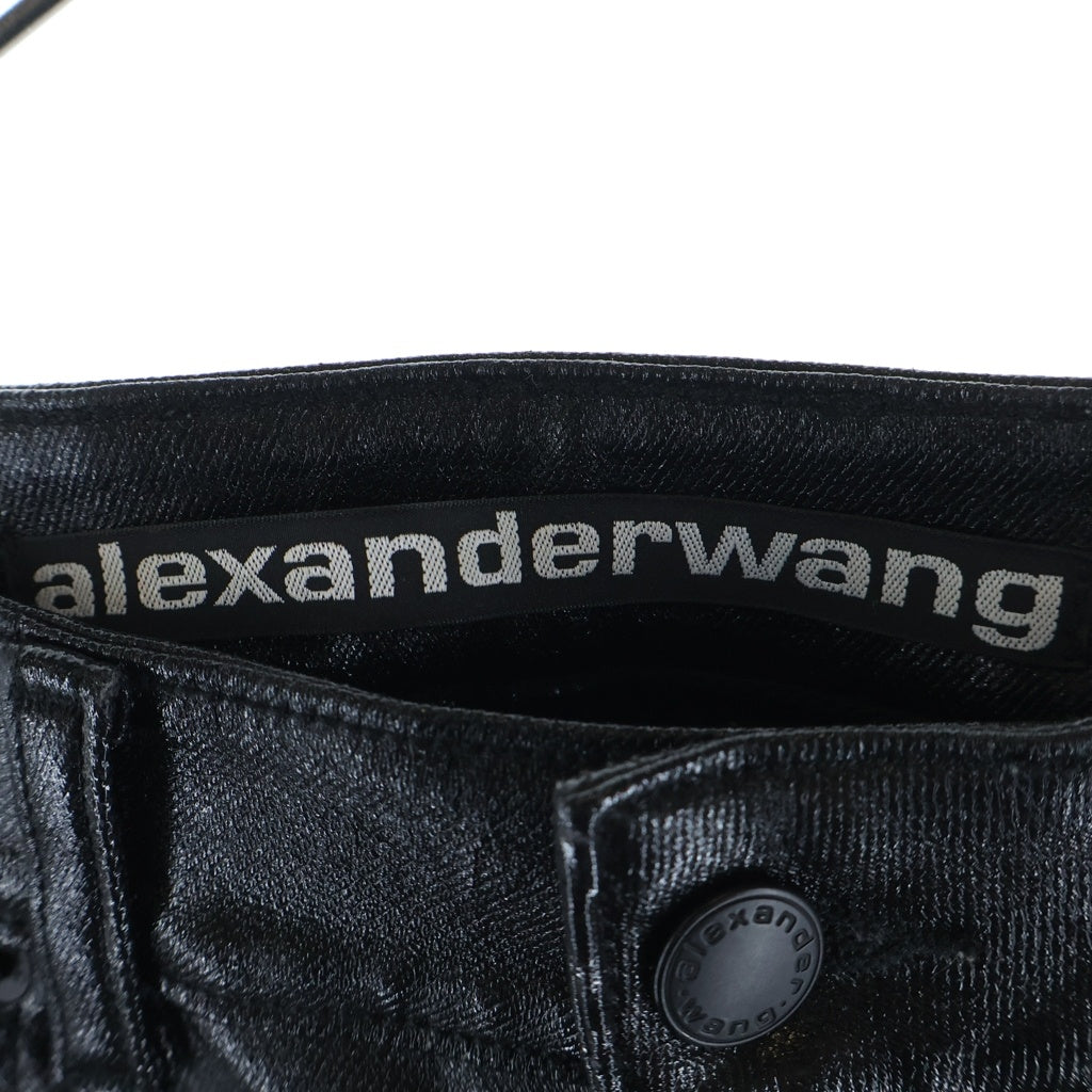 ALEXANDER WANG(アレキサンダーワン) Coated High Waist Slim Stacked Fly Jean コーティング加工 デニムパンツ ブラック レディース 4DC1234365