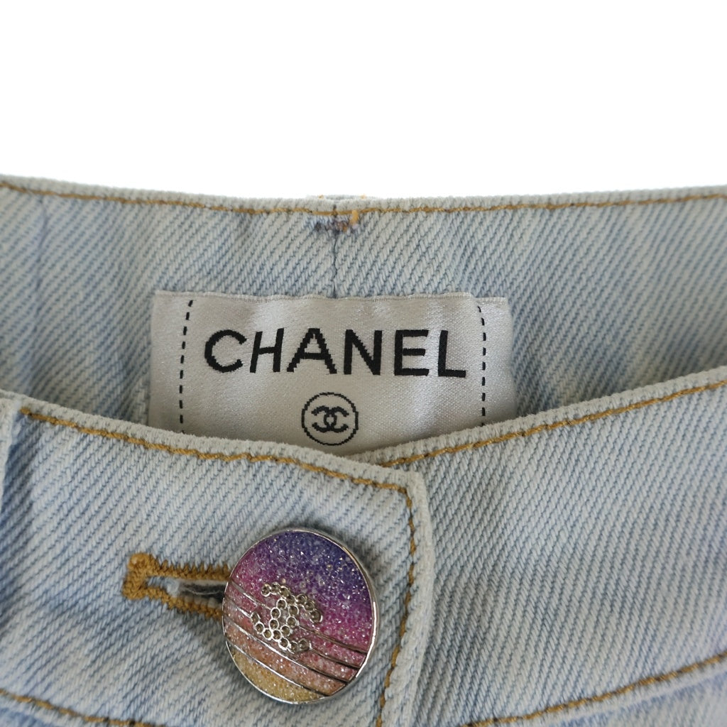 CHANEL(シャネル) 24SS ココマークボタン グラデーションワイドデニムパンツ インディゴ P76361 レディース