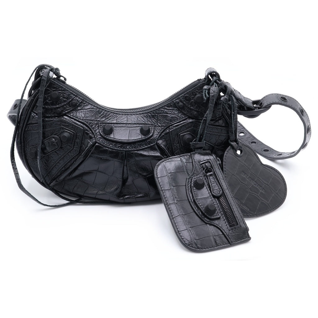 BALENCIAGA(バレンシアガ) Le Cagole XS ル カゴール 型押し レザーハンドバッグ ショルダーバッグ ブラック レディース 671309