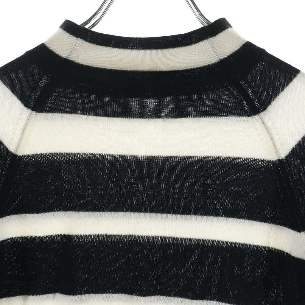 miumiu(ミュウミュウ) Cashmere Silk Sweater カシミヤ シルク混 ボーダーニットセーター ブラック/ホワイト レディース MMR408