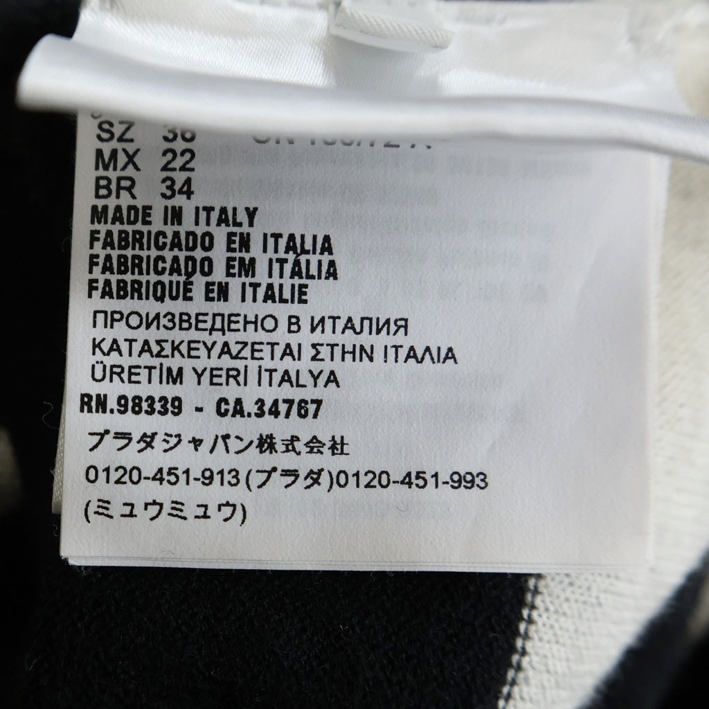 miumiu(ミュウミュウ) Cashmere Silk Sweater カシミヤ シルク混 ボーダーニットセーター ブラック/ホワイト レディース MMR408
