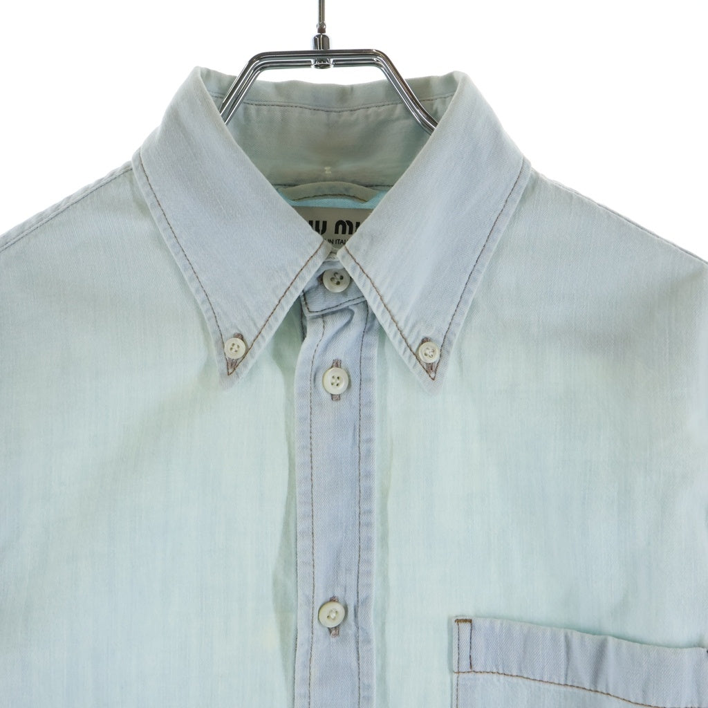 miumiu(ミュウミュウ) Chambray Denim Shirt デニム長袖シャツ インディゴ レディース GWC110