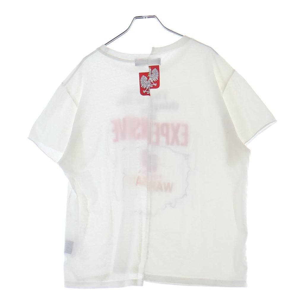 PROJECT G/R(プロジェクトジーアール) POLSKA SPLIT TEE ドッキング プリント クルーネック半袖Tシャツ カットソー ホワイト