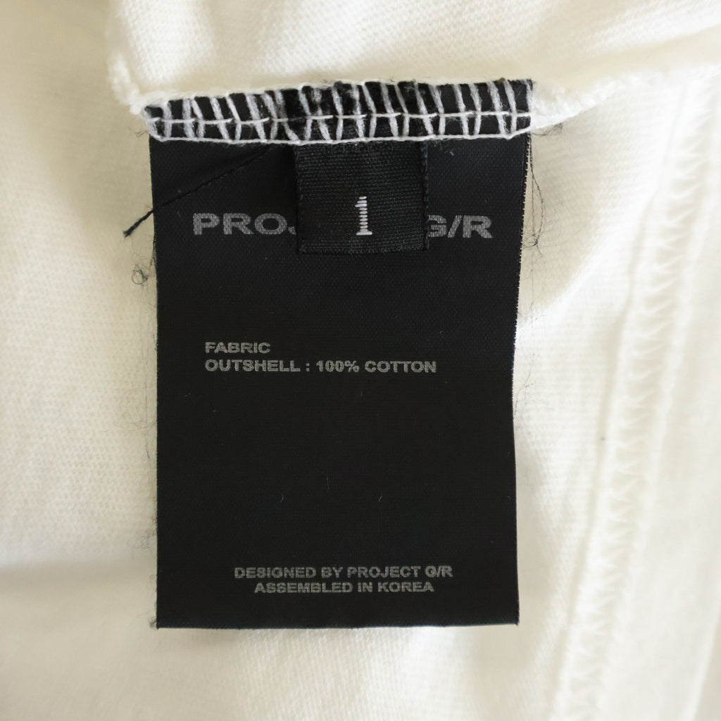 PROJECT G/R(プロジェクトジーアール) POLSKA SPLIT TEE ドッキング プリント クルーネック半袖Tシャツ カットソー ホワイト