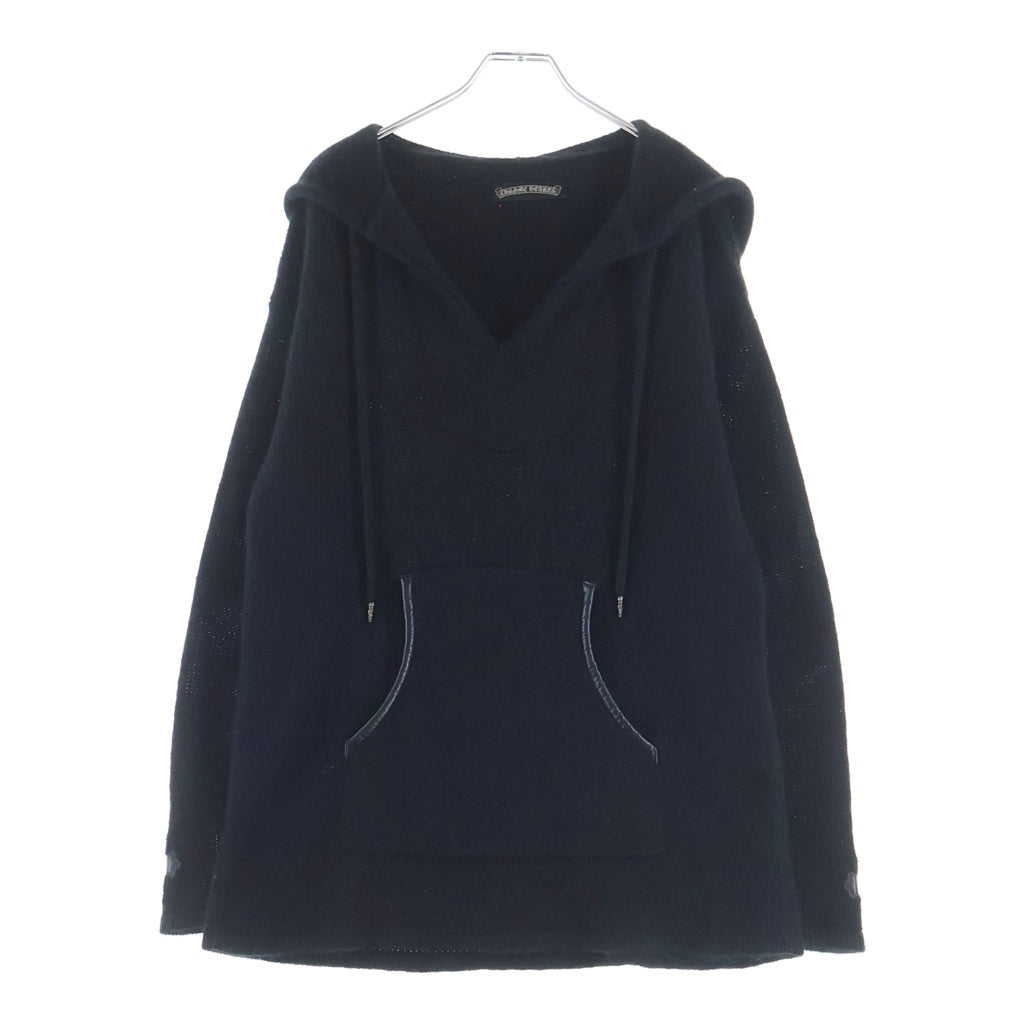 CHROME HEARTS(クロムハーツ) CASHMERE MOHAIR HOODIE 袖クロスパッチ タイニーCHクロス カシミヤ モヘア フーディ パーカー ブラック